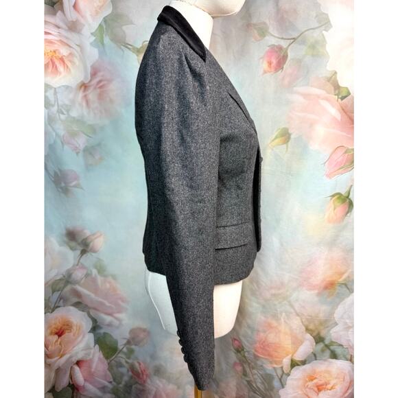 Vintage Hunters Run Grey Wool Button Up Victorian Style Blazer Jacket - Picture 2 of 5